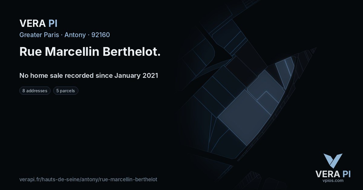Rue Marcellin Berthelot, Antony at night – every parcel coloured by the prices around it, the street's own parcels lit