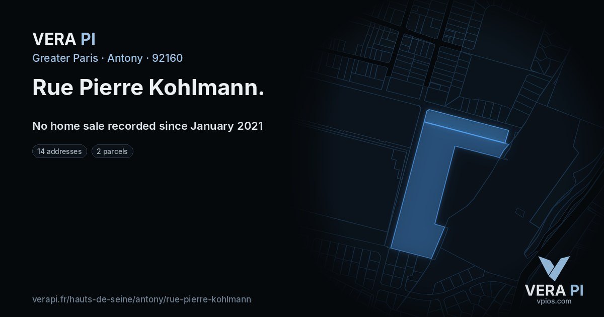 Rue Pierre Kohlmann, Antony at night – every parcel coloured by the prices around it, the street's own parcels lit