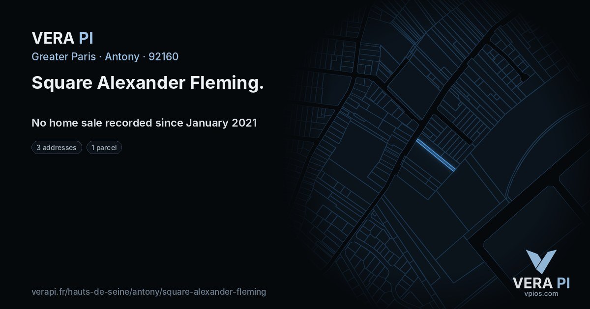 Square Alexander Fleming, Antony at night – every parcel coloured by the prices around it, the street's own parcels lit