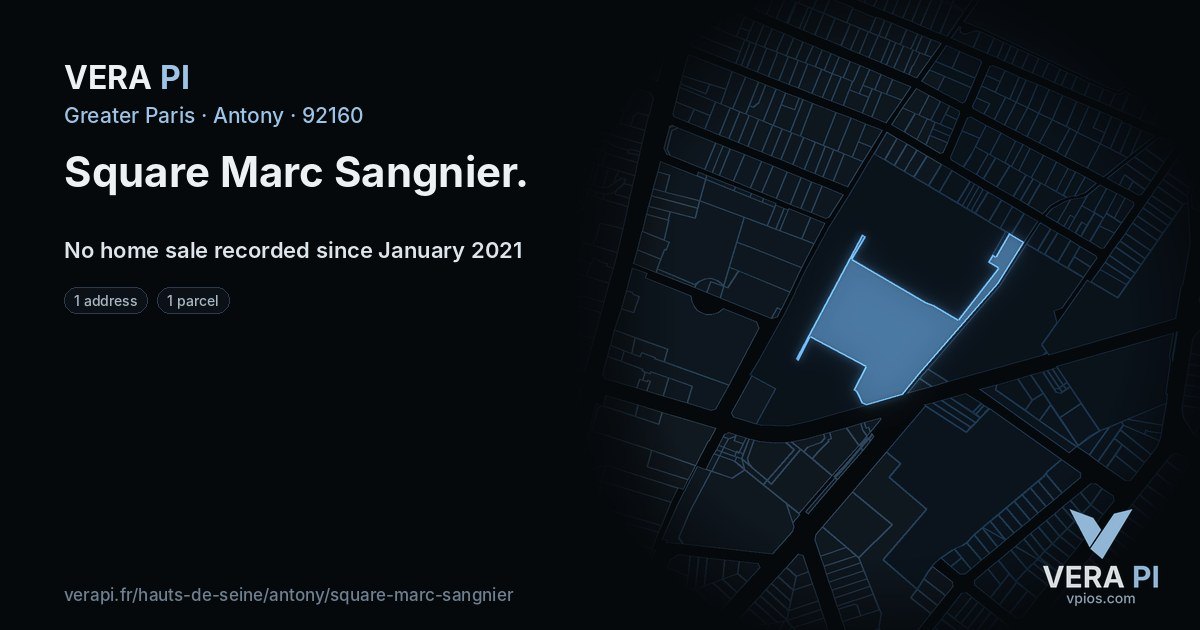 Square Marc Sangnier, Antony at night – every parcel coloured by the prices around it, the street's own parcels lit