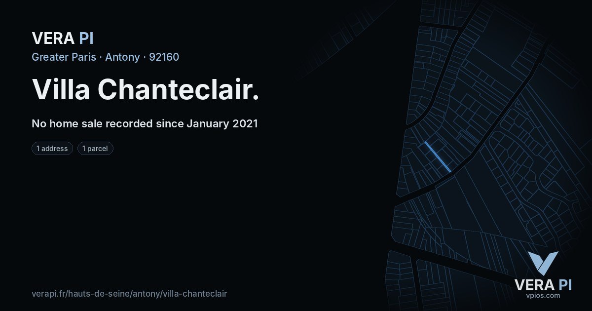 Villa Chanteclair, Antony at night – every parcel coloured by the prices around it, the street's own parcels lit