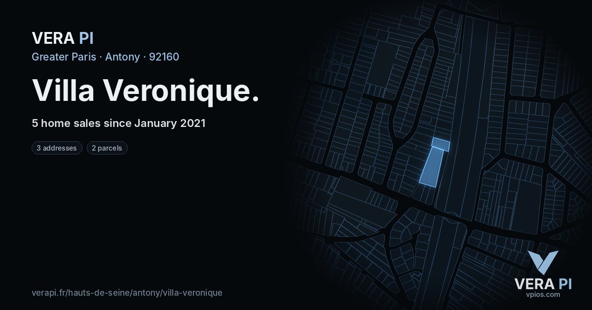 Villa Veronique, Antony at night – every parcel coloured by the prices around it, the street's own parcels lit