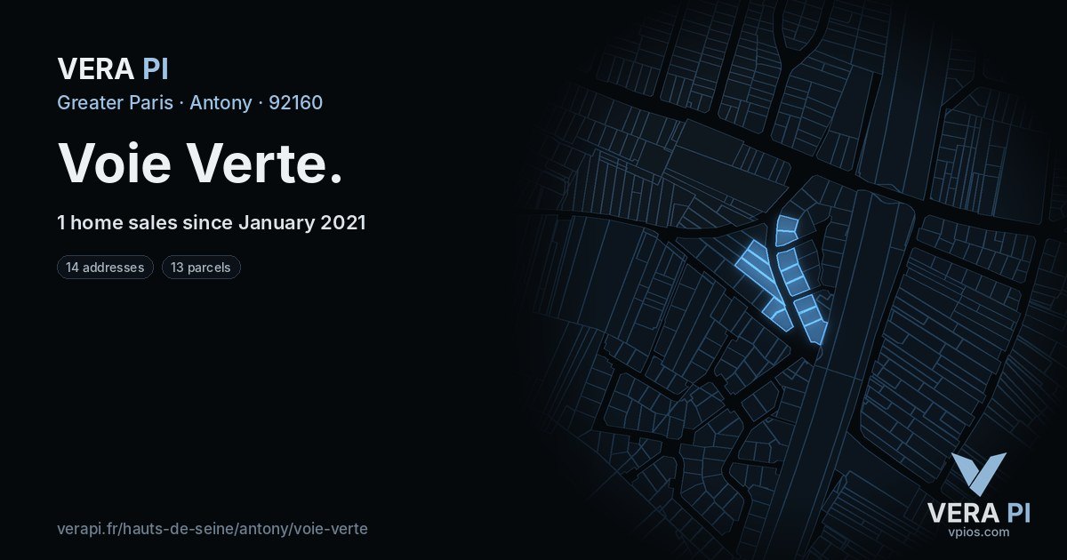 Voie Verte, Antony at night – every parcel coloured by the prices around it, the street's own parcels lit
