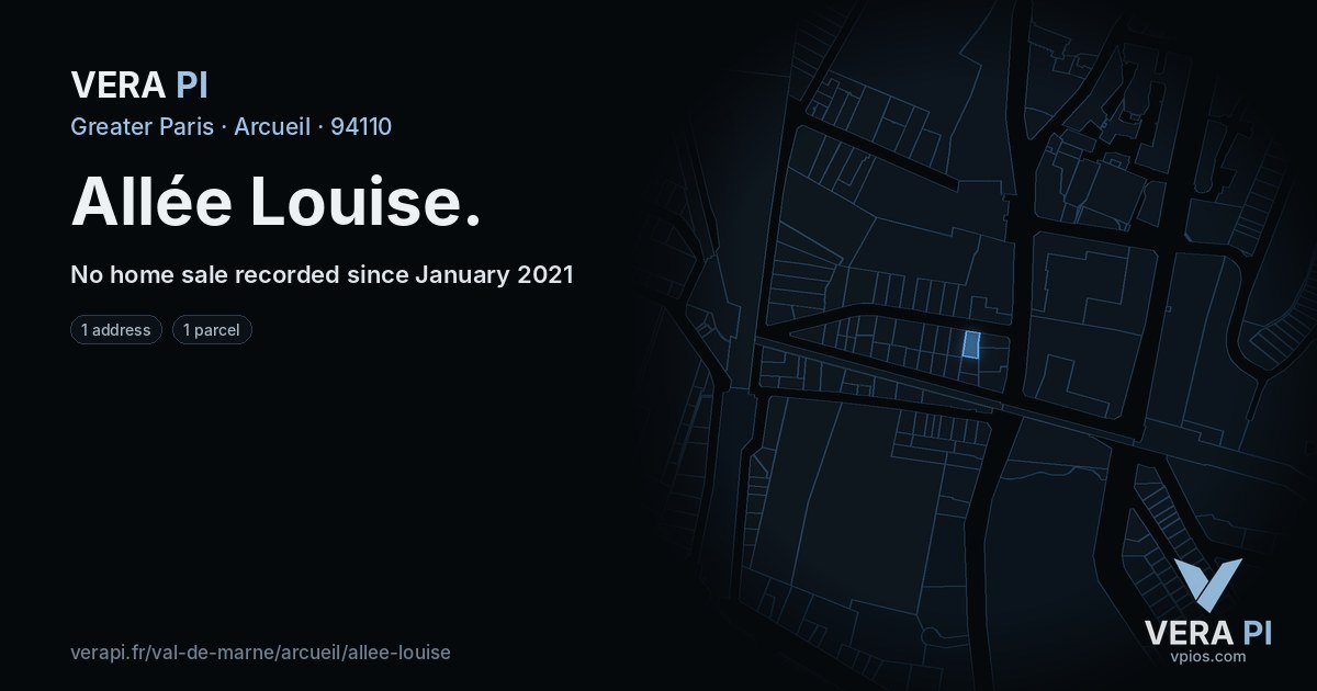 Allée Louise, Arcueil at night – every parcel coloured by the prices around it, the street's own parcels lit