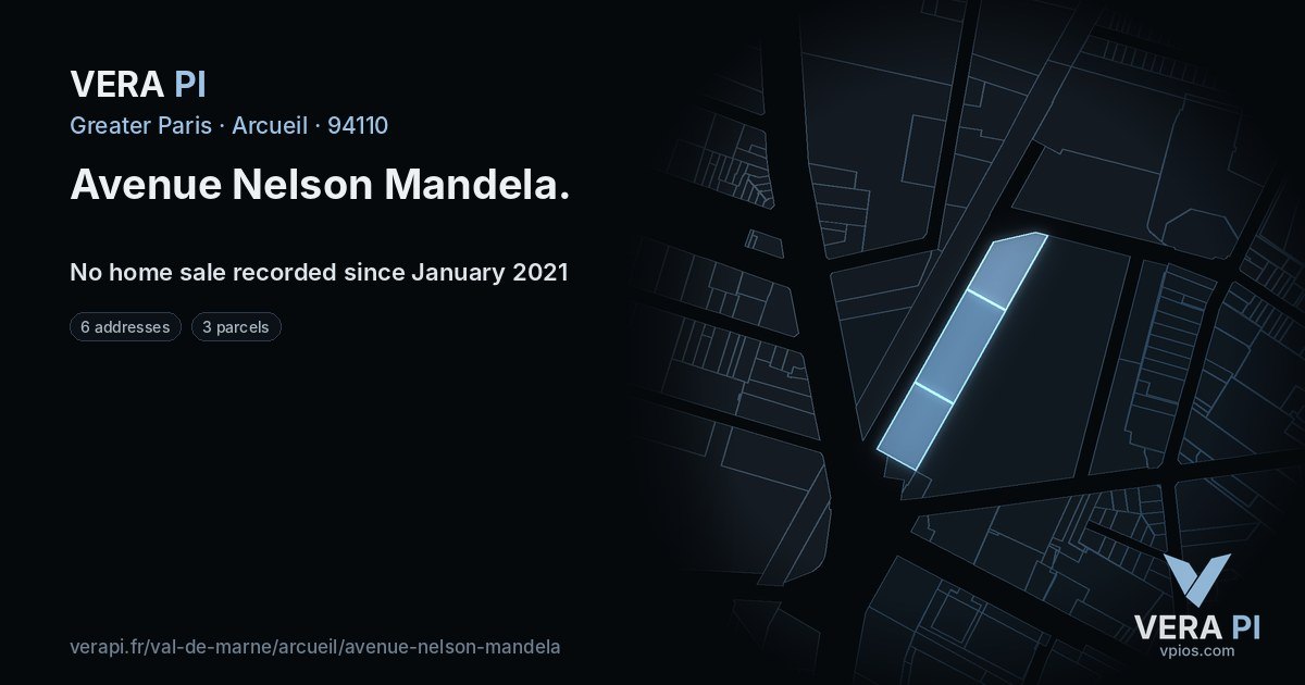 Avenue Nelson Mandela, Arcueil at night – every parcel coloured by the prices around it, the street's own parcels lit