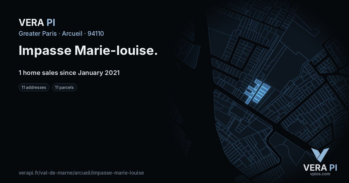 Impasse Marie-louise, Arcueil at night – every parcel coloured by the prices around it, the street's own parcels lit