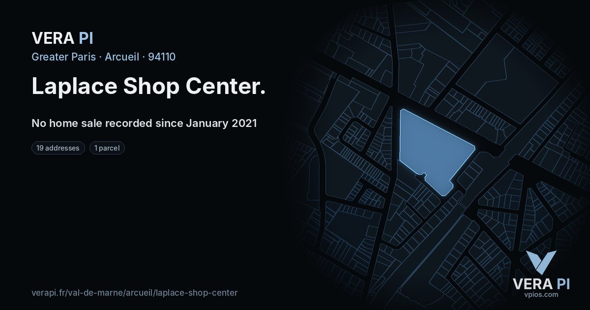 Laplace Shop Center, Arcueil at night – every parcel coloured by the prices around it, the street's own parcels lit