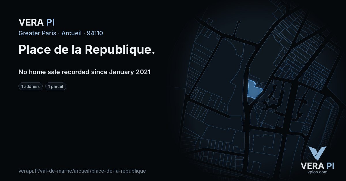 Place de la Republique, Arcueil at night – every parcel coloured by the prices around it, the street's own parcels lit
