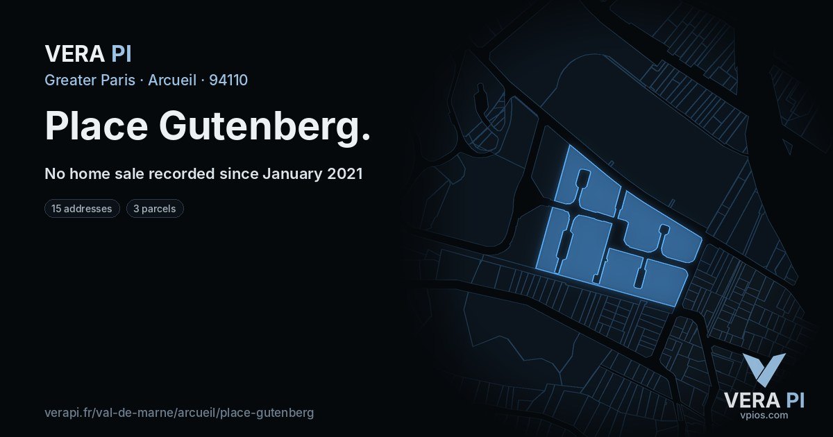 Place Gutenberg, Arcueil at night – every parcel coloured by the prices around it, the street's own parcels lit