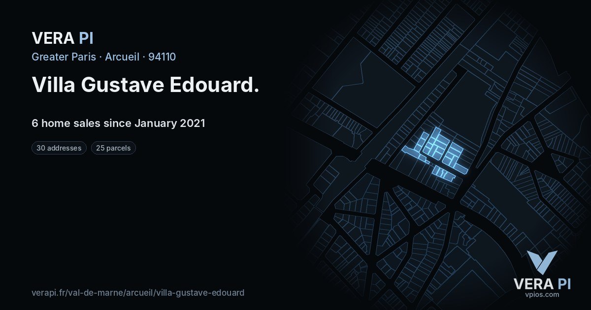 Villa Gustave Edouard, Arcueil at night – every parcel coloured by the prices around it, the street's own parcels lit