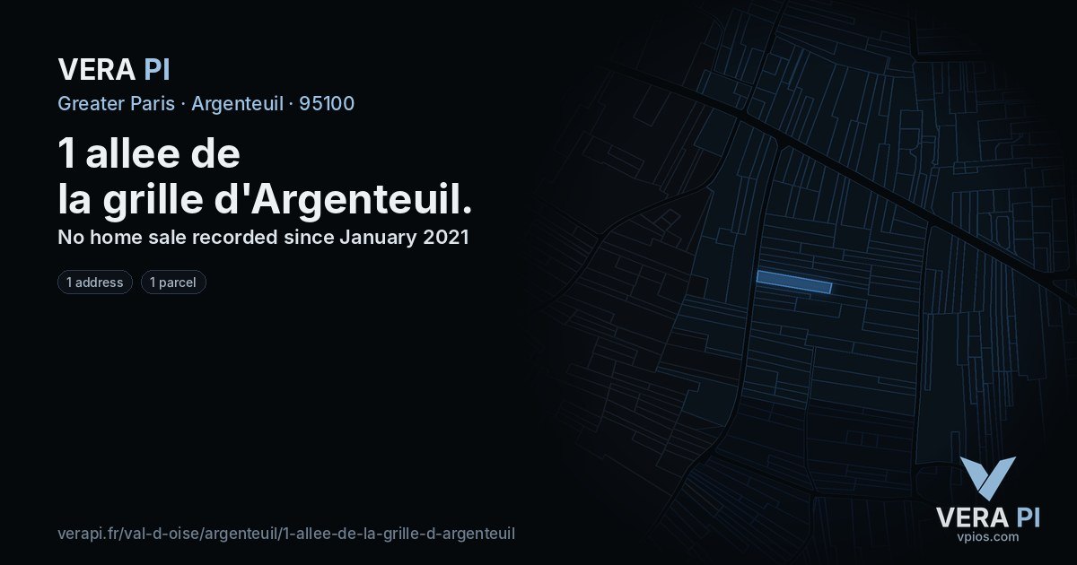 1 allee de la grille d'Argenteuil, Argenteuil at night – every parcel coloured by the prices around it, the street's own parcels lit