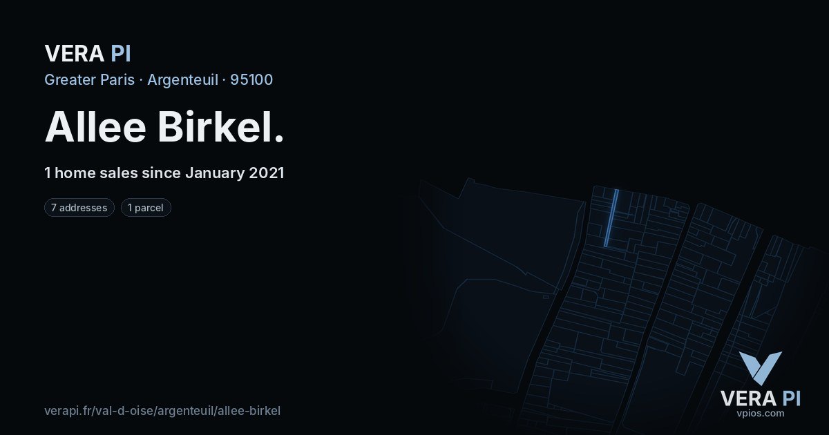Allee Birkel, Argenteuil at night – every parcel coloured by the prices around it, the street's own parcels lit