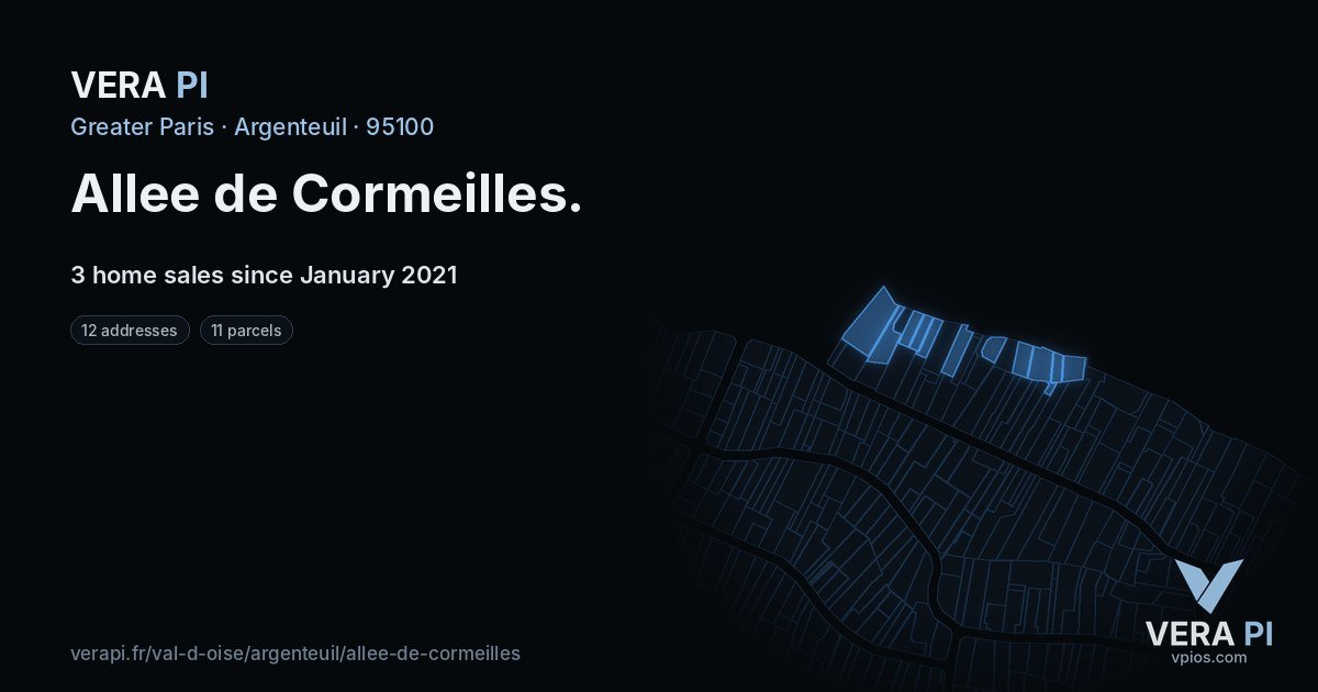 Allee de Cormeilles, Argenteuil at night – every parcel coloured by the prices around it, the street's own parcels lit