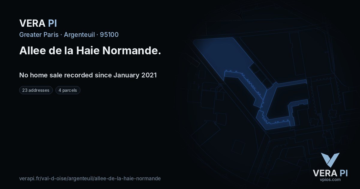 Allee de la Haie Normande, Argenteuil at night – every parcel coloured by the prices around it, the street's own parcels lit