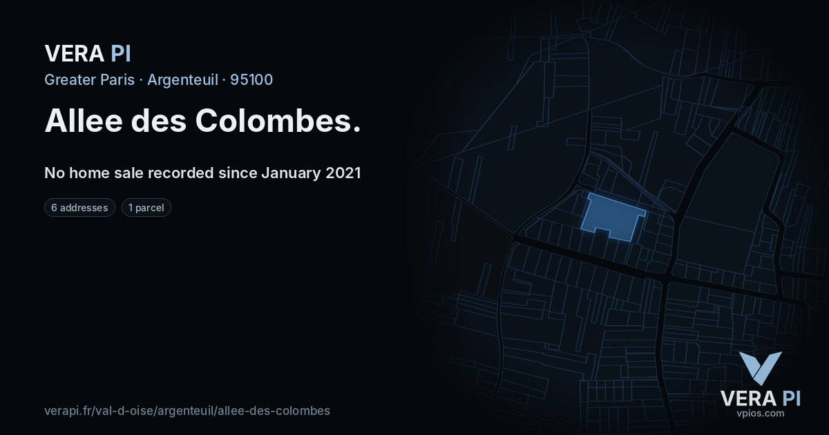 Allee des Colombes, Argenteuil at night – every parcel coloured by the prices around it, the street's own parcels lit