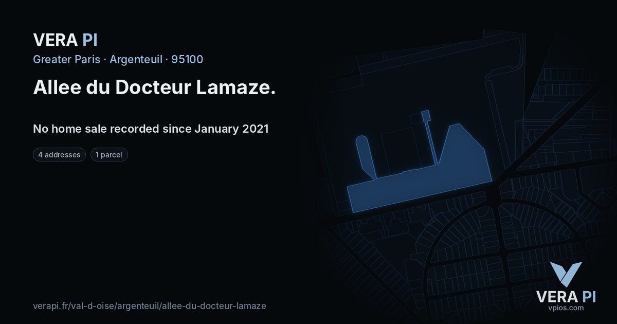 Allee du Docteur Lamaze, Argenteuil at night – every parcel coloured by the prices around it, the street's own parcels lit