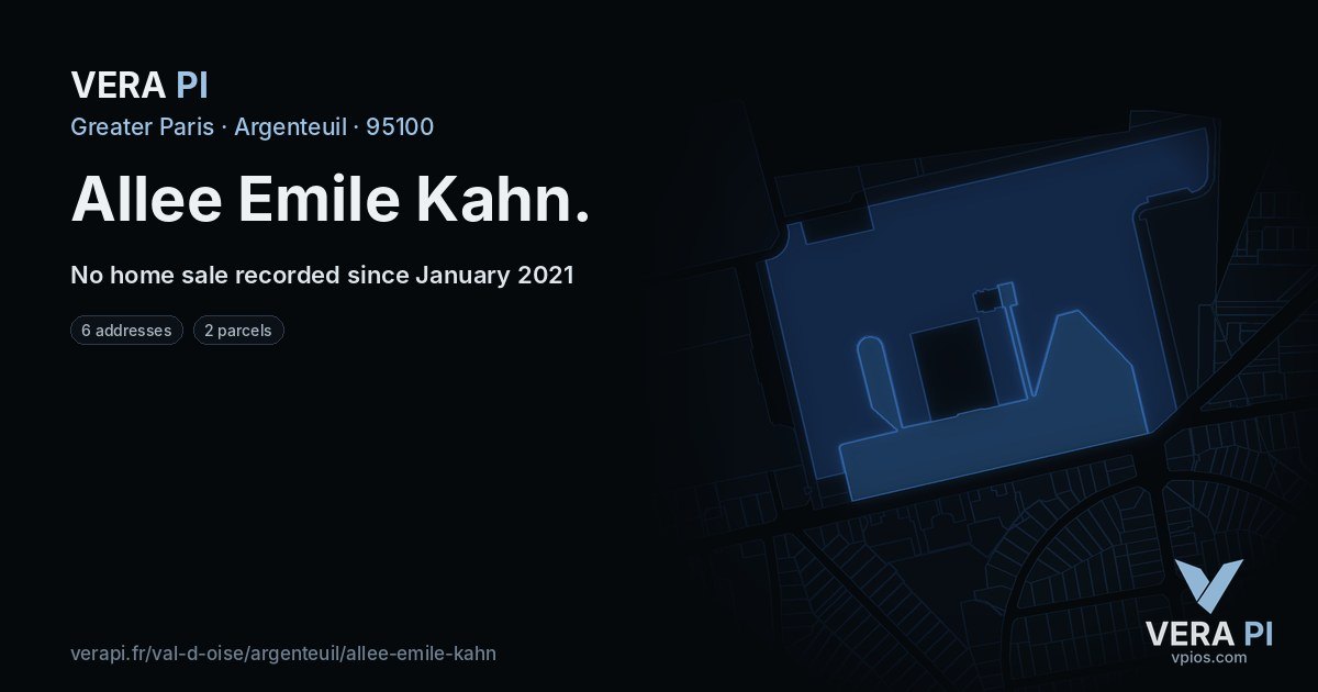 Allee Emile Kahn, Argenteuil at night – every parcel coloured by the prices around it, the street's own parcels lit
