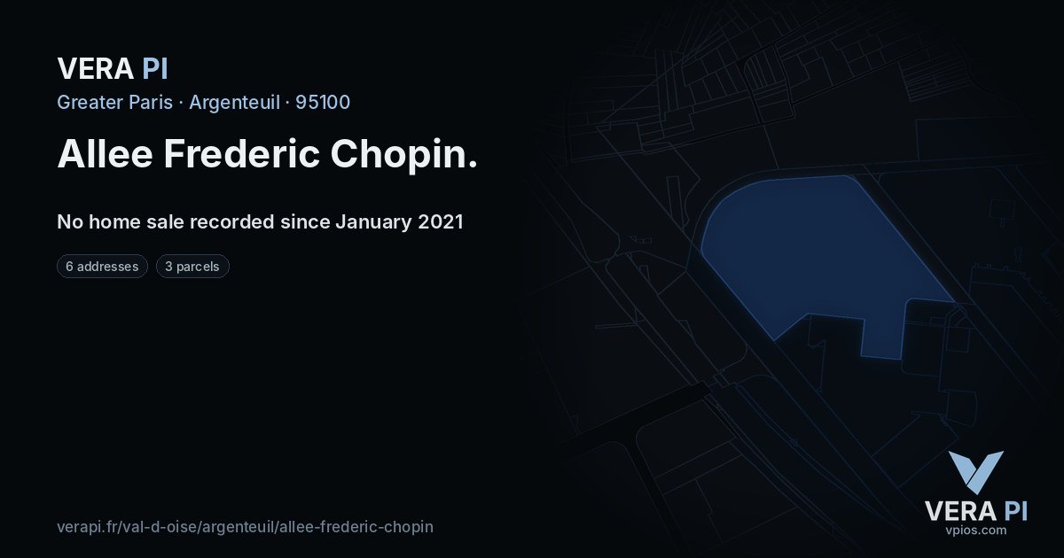 Allee Frederic Chopin, Argenteuil at night – every parcel coloured by the prices around it, the street's own parcels lit