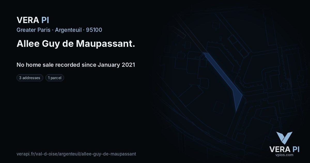 Allee Guy de Maupassant, Argenteuil at night – every parcel coloured by the prices around it, the street's own parcels lit