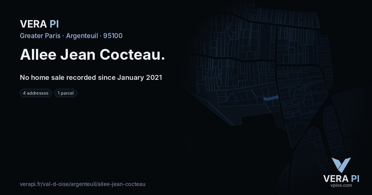Allee Jean Cocteau, Argenteuil at night – every parcel coloured by the prices around it, the street's own parcels lit