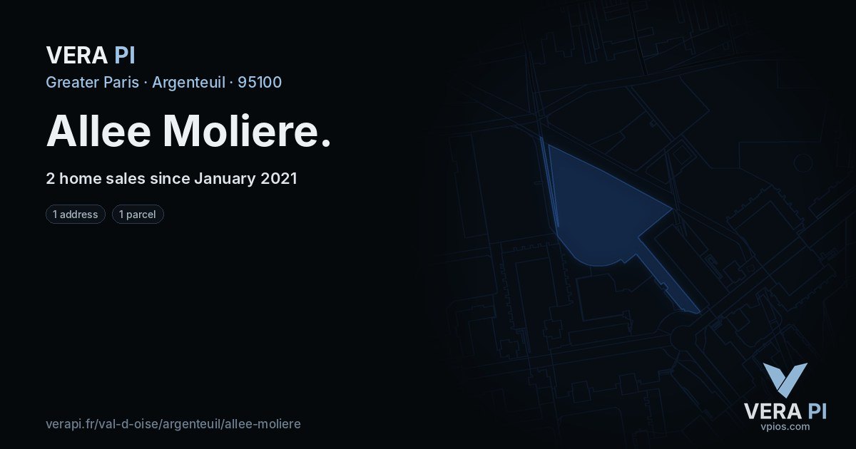 Allee Moliere, Argenteuil at night – every parcel coloured by the prices around it, the street's own parcels lit