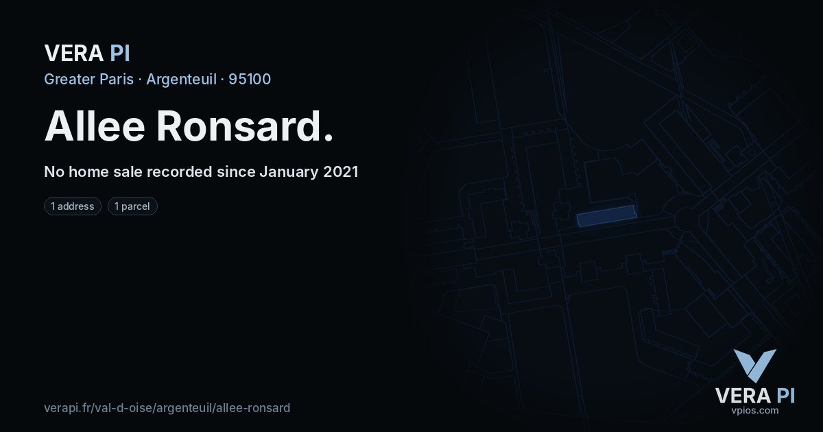 Allee Ronsard, Argenteuil at night – every parcel coloured by the prices around it, the street's own parcels lit