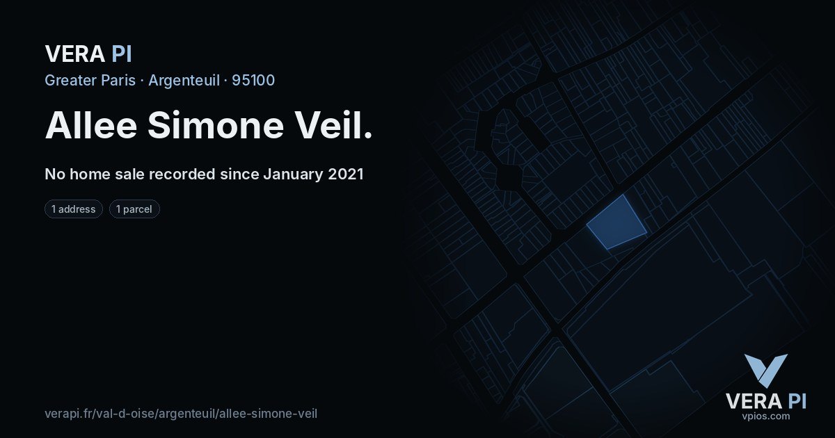 Allee Simone Veil, Argenteuil at night – every parcel coloured by the prices around it, the street's own parcels lit