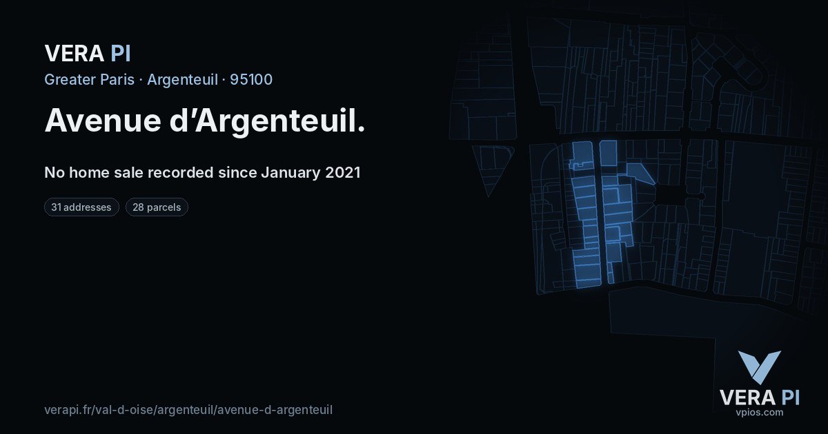 Avenue d’Argenteuil, Argenteuil at night – every parcel coloured by the prices around it, the street's own parcels lit
