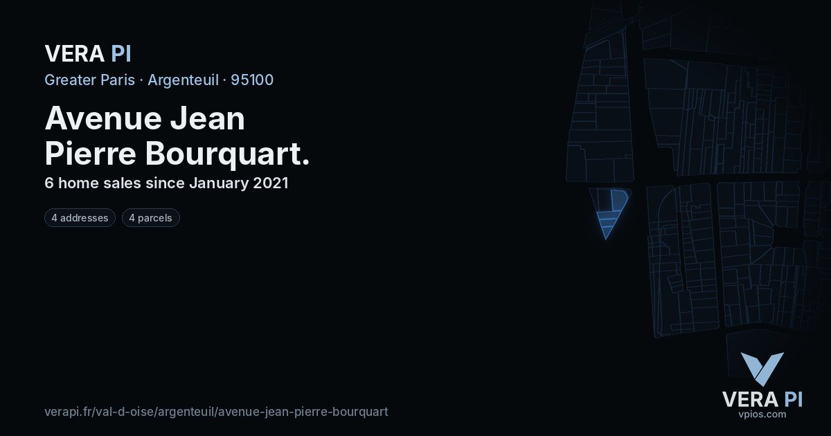 Avenue Jean Pierre Bourquart, Argenteuil at night – every parcel coloured by the prices around it, the street's own parcels lit
