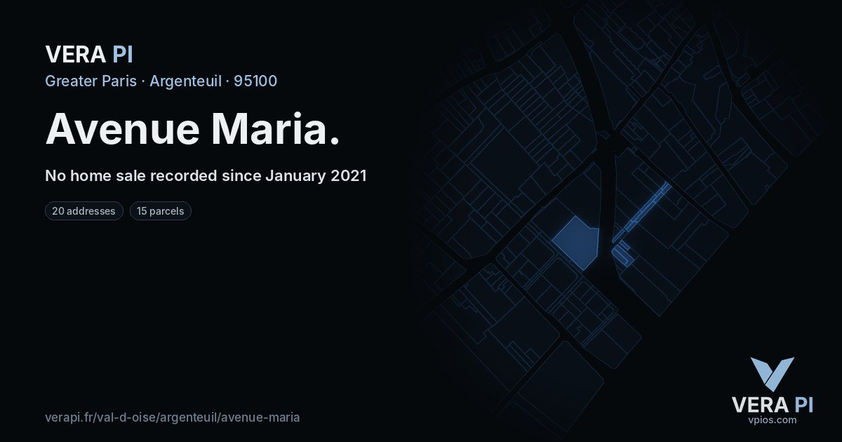 Avenue Maria, Argenteuil at night – every parcel coloured by the prices around it, the street's own parcels lit