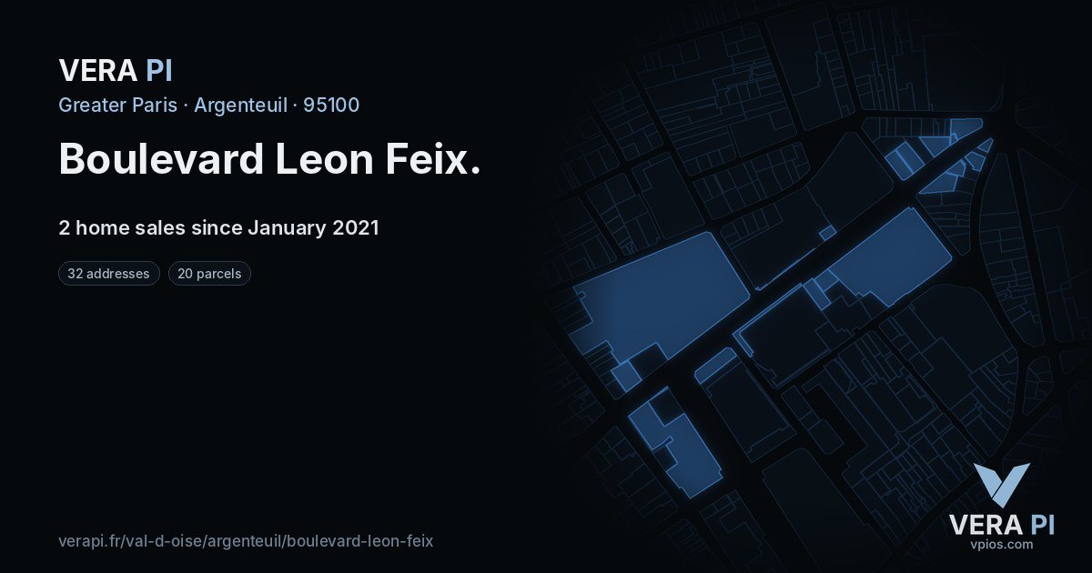 Boulevard Leon Feix, Argenteuil at night – every parcel coloured by the prices around it, the street's own parcels lit