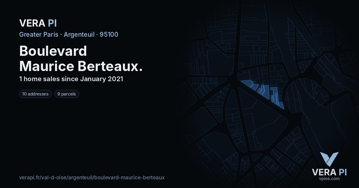 Boulevard Maurice Berteaux, Argenteuil at night – every parcel coloured by the prices around it, the street's own parcels lit