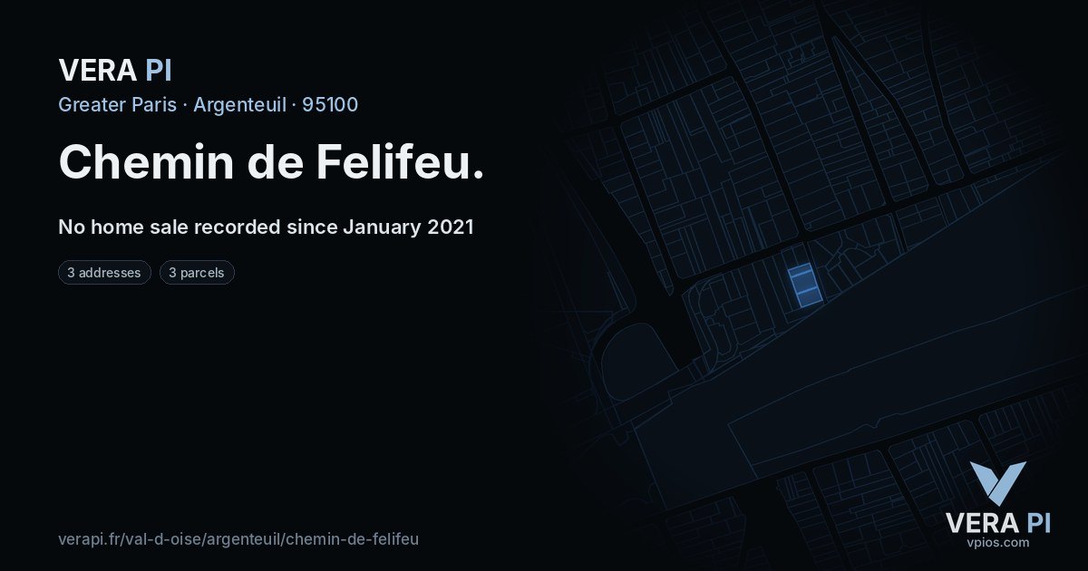 Chemin de Felifeu, Argenteuil at night – every parcel coloured by the prices around it, the street's own parcels lit