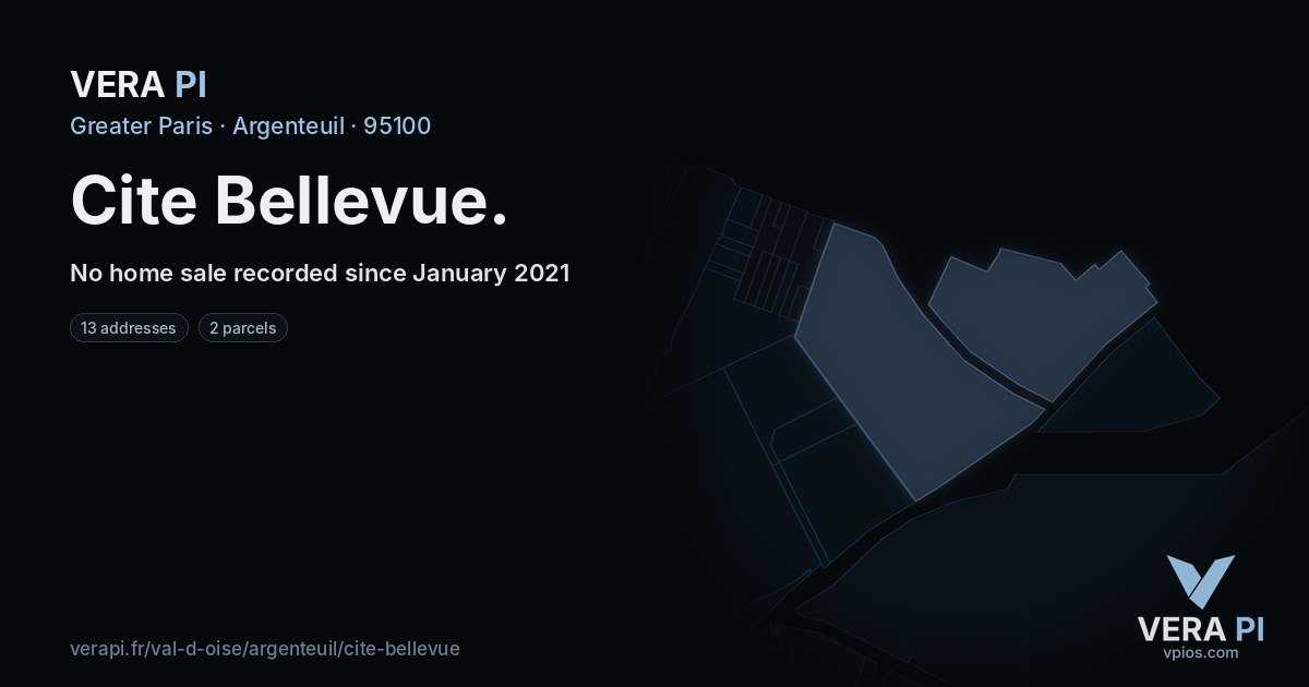 Cite Bellevue, Argenteuil at night – every parcel coloured by the prices around it, the street's own parcels lit