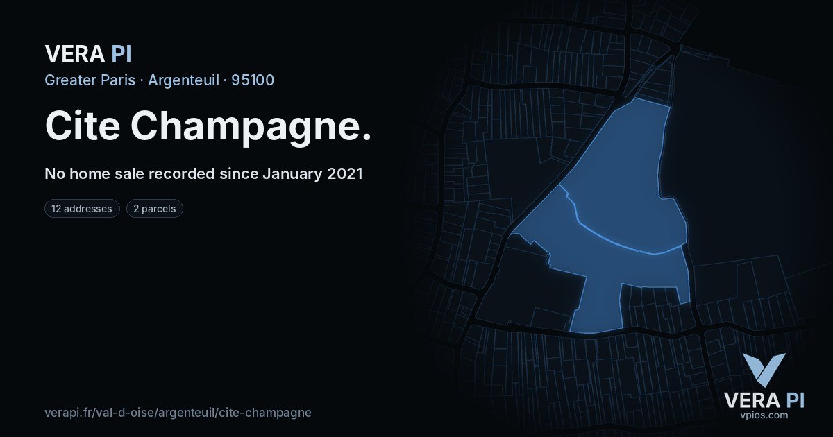 Cite Champagne, Argenteuil at night – every parcel coloured by the prices around it, the street's own parcels lit