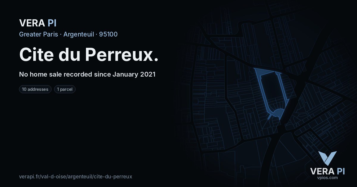 Cite du Perreux, Argenteuil at night – every parcel coloured by the prices around it, the street's own parcels lit