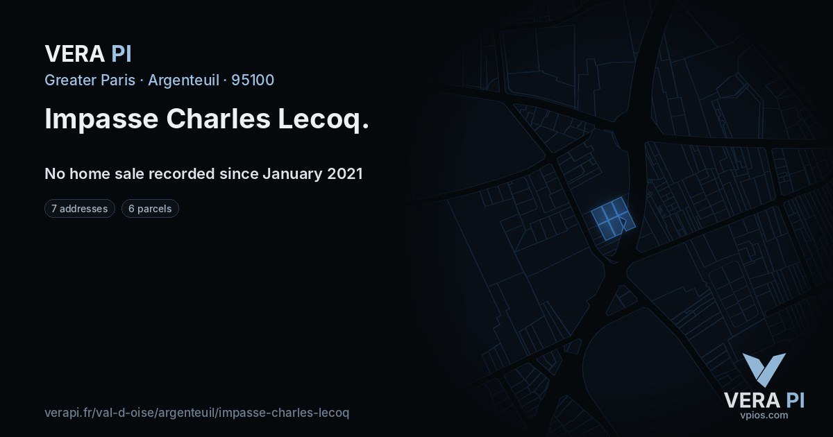 Impasse Charles Lecoq, Argenteuil at night – every parcel coloured by the prices around it, the street's own parcels lit