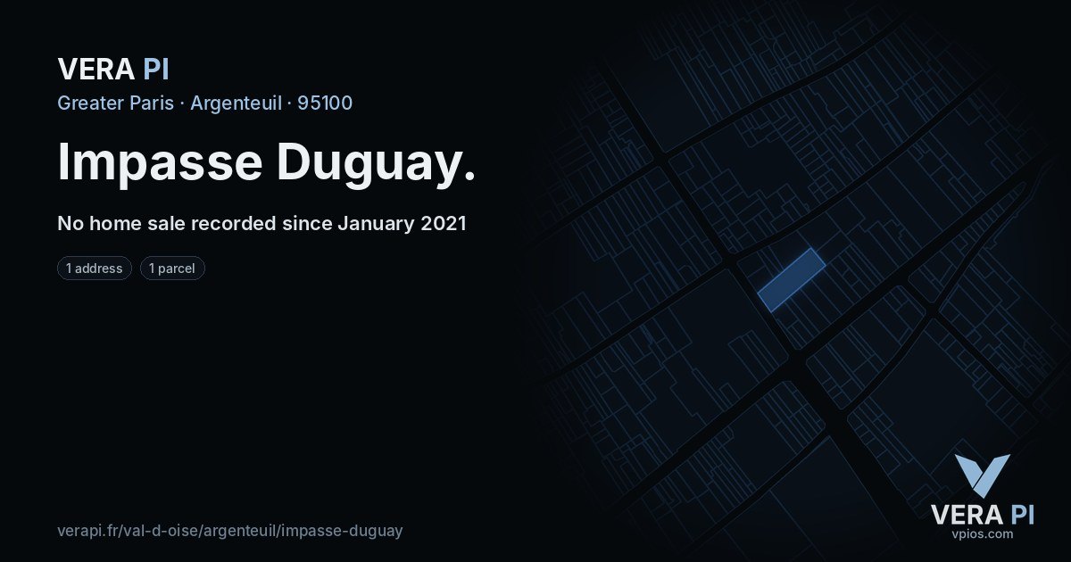 Impasse Duguay, Argenteuil at night – every parcel coloured by the prices around it, the street's own parcels lit