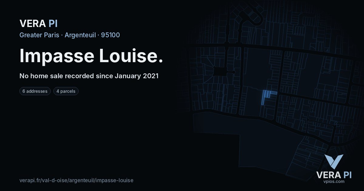 Impasse Louise, Argenteuil at night – every parcel coloured by the prices around it, the street's own parcels lit