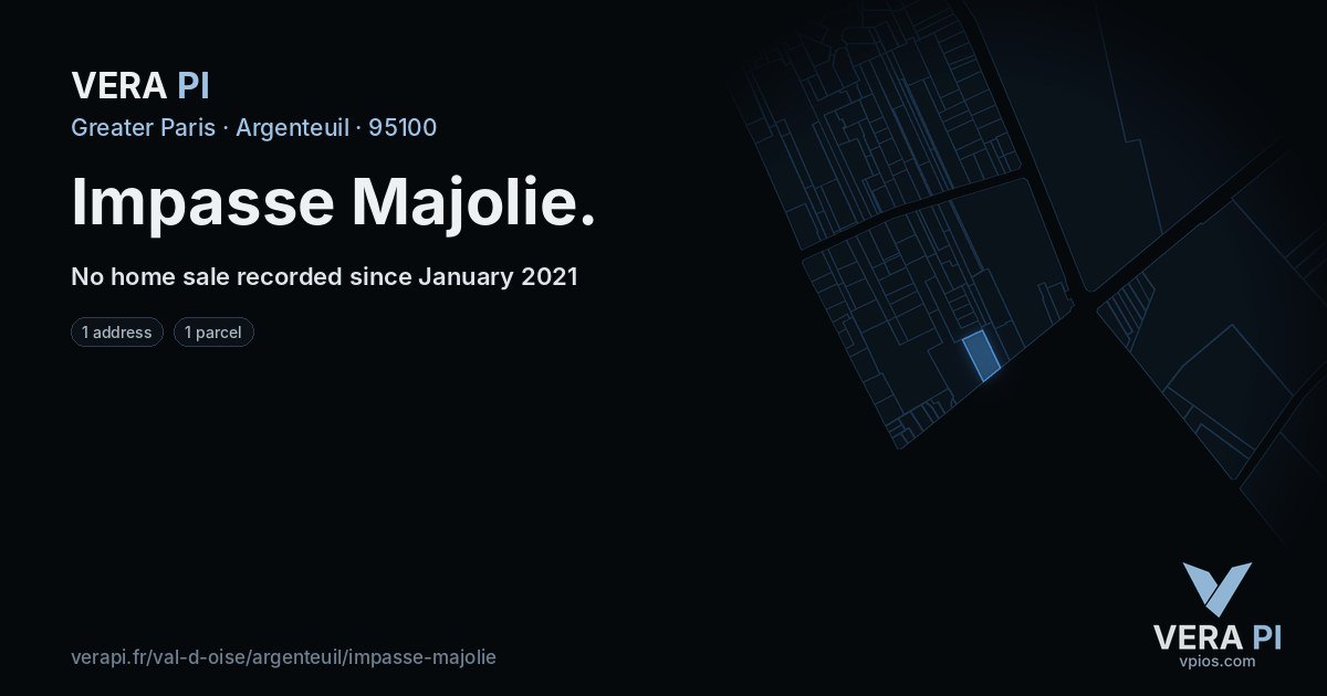 Impasse Majolie, Argenteuil at night – every parcel coloured by the prices around it, the street's own parcels lit