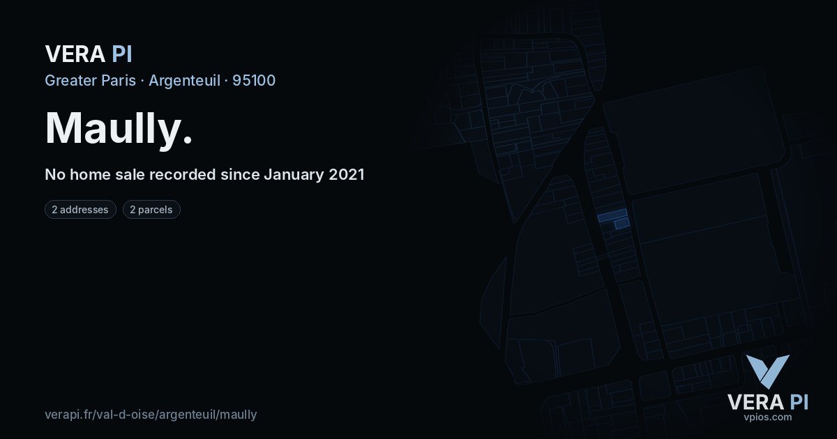 Maully, Argenteuil at night – every parcel coloured by the prices around it, the street's own parcels lit