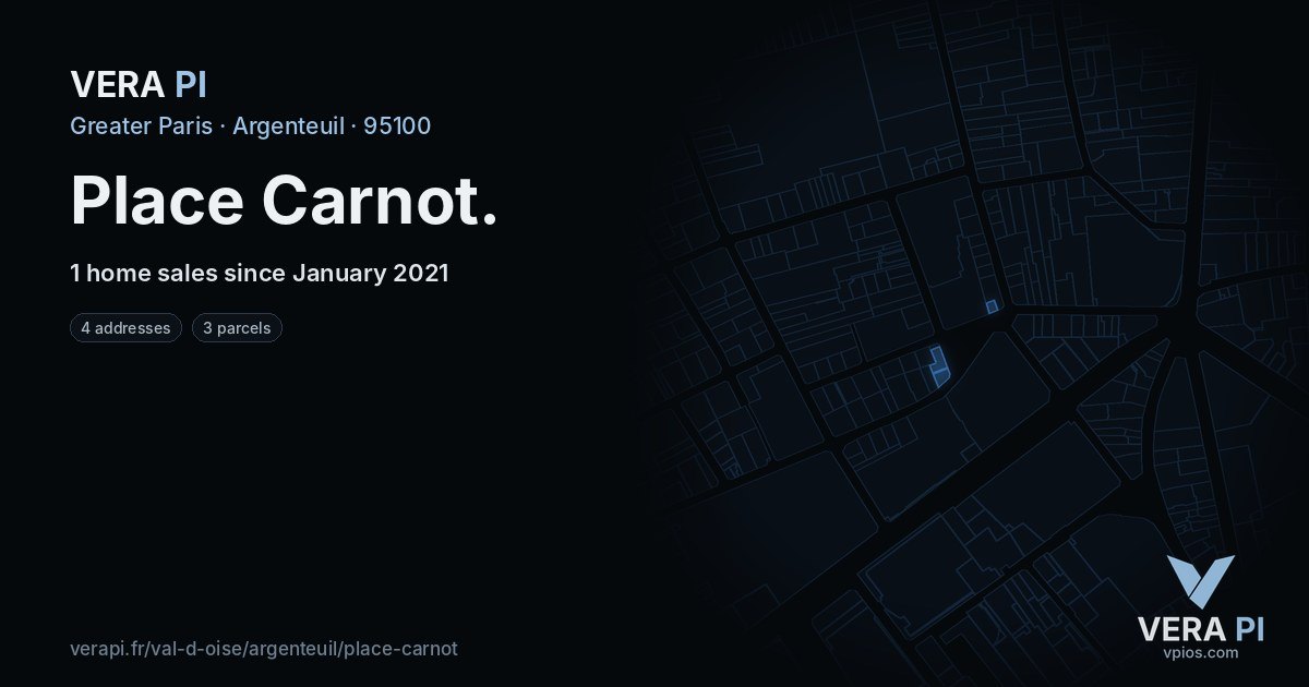 Place Carnot, Argenteuil at night – every parcel coloured by the prices around it, the street's own parcels lit