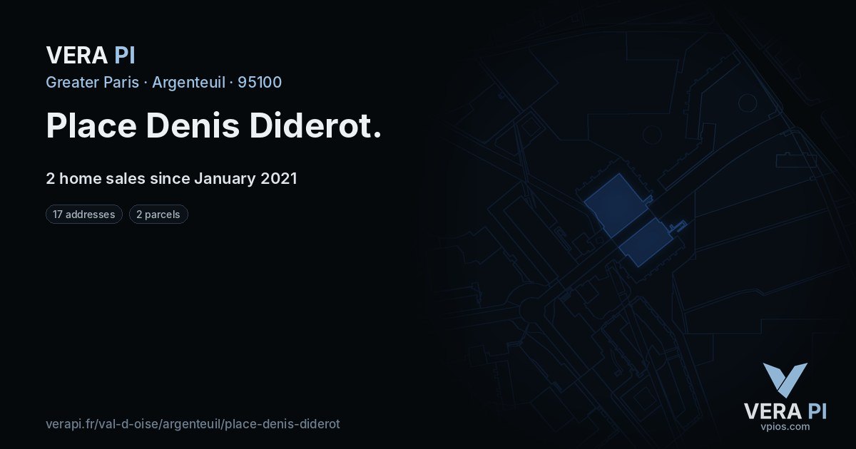 Place Denis Diderot, Argenteuil at night – every parcel coloured by the prices around it, the street's own parcels lit