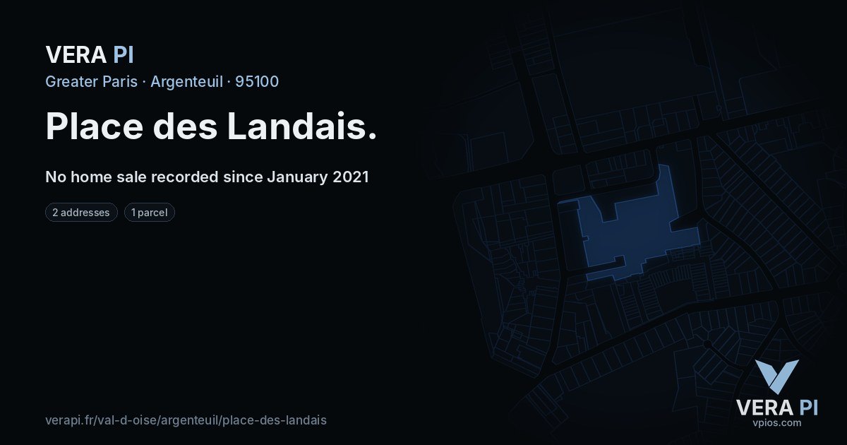Place des Landais, Argenteuil at night – every parcel coloured by the prices around it, the street's own parcels lit