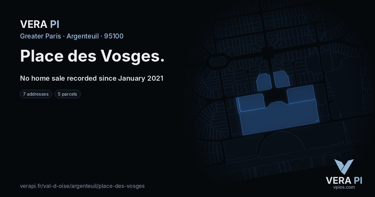 Place des Vosges, Argenteuil at night – every parcel coloured by the prices around it, the street's own parcels lit