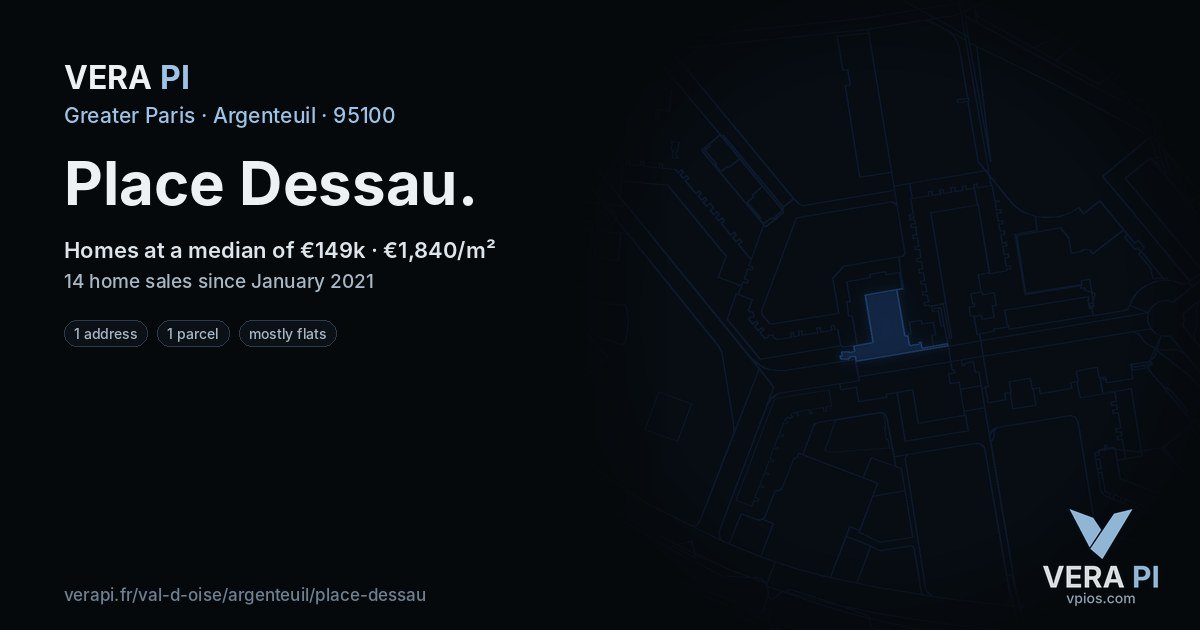 Place Dessau, Argenteuil at night – every parcel coloured by the prices around it, the street's own parcels lit