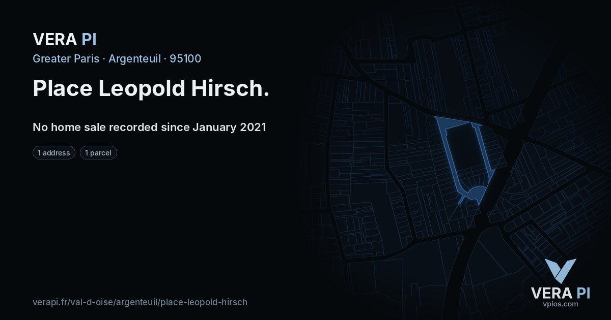 Place Leopold Hirsch, Argenteuil at night – every parcel coloured by the prices around it, the street's own parcels lit