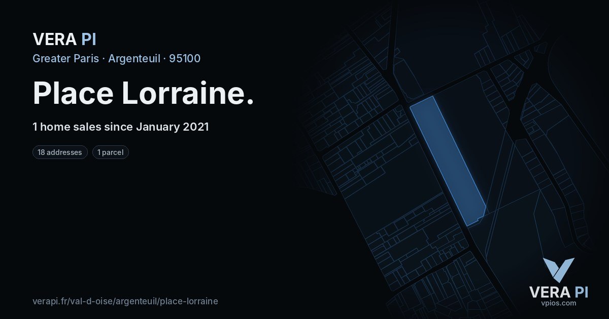 Place Lorraine, Argenteuil at night – every parcel coloured by the prices around it, the street's own parcels lit