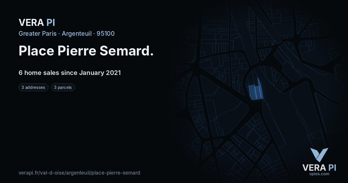 Place Pierre Semard, Argenteuil at night – every parcel coloured by the prices around it, the street's own parcels lit