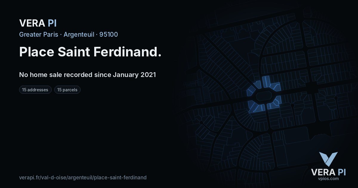 Place Saint Ferdinand, Argenteuil at night – every parcel coloured by the prices around it, the street's own parcels lit
